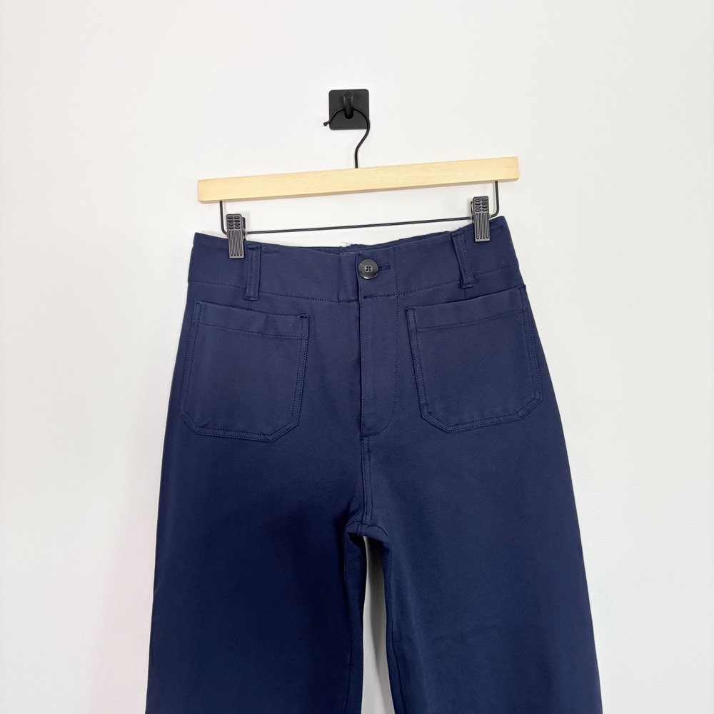 Maeve Anthropologie The Colette Wide Leg Crop Point Pants Blue Navy Blue 28 - Picture 3 of 9